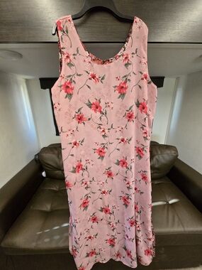 Impressions Pink Floral Scoop-Neck Midi Dress